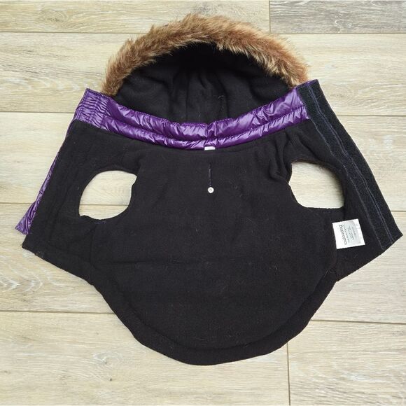 Fou Fou Doggie Puffer Vest Jacket with removable zipper hood , velcro closure M - Picture 3 of 15